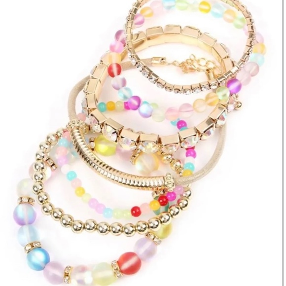 Mermaid moonstone bracelet stack - Picture 1 of 3